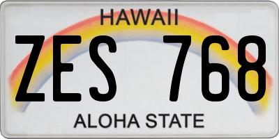 HI license plate ZES768