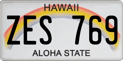 HI license plate ZES769