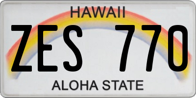 HI license plate ZES770