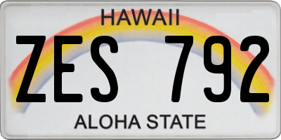 HI license plate ZES792