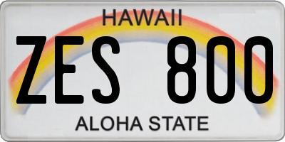 HI license plate ZES800