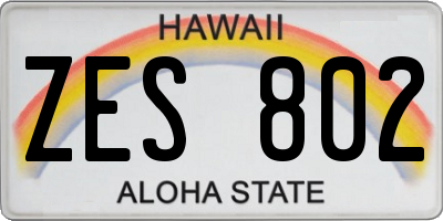 HI license plate ZES802