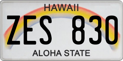 HI license plate ZES830