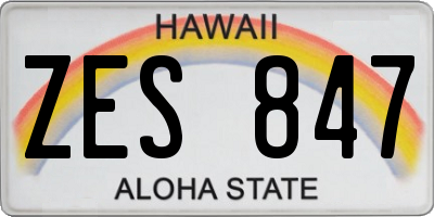 HI license plate ZES847