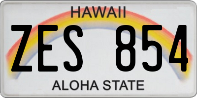 HI license plate ZES854