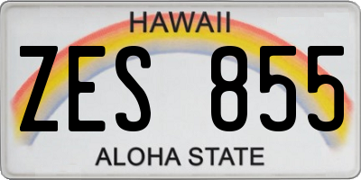 HI license plate ZES855