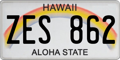 HI license plate ZES862