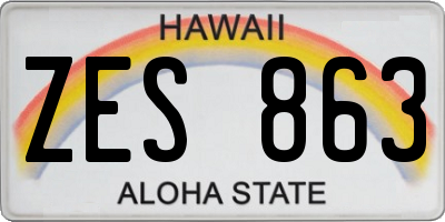 HI license plate ZES863