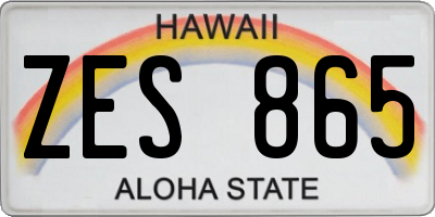 HI license plate ZES865