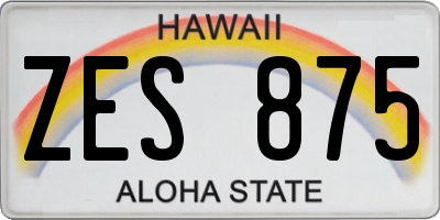 HI license plate ZES875