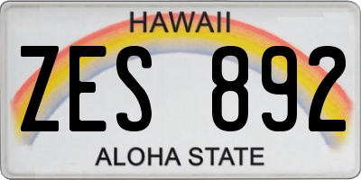 HI license plate ZES892