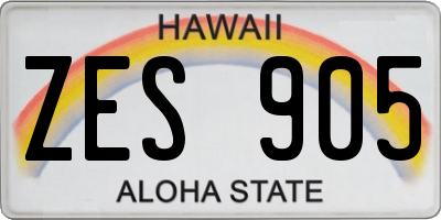 HI license plate ZES905