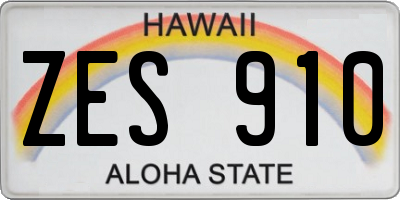 HI license plate ZES910