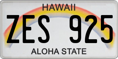 HI license plate ZES925