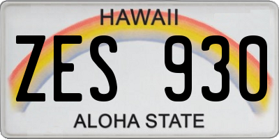 HI license plate ZES930