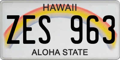 HI license plate ZES963