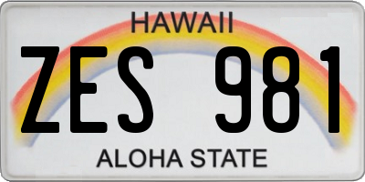 HI license plate ZES981