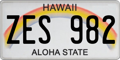 HI license plate ZES982