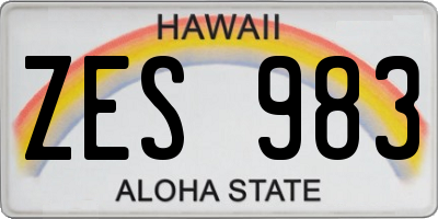 HI license plate ZES983