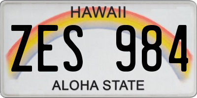 HI license plate ZES984