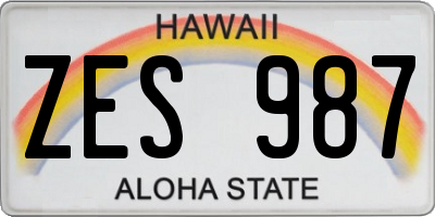 HI license plate ZES987