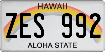 HI license plate ZES992