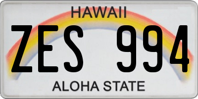 HI license plate ZES994