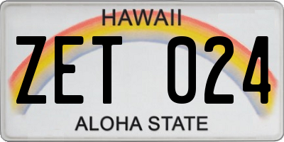 HI license plate ZET024