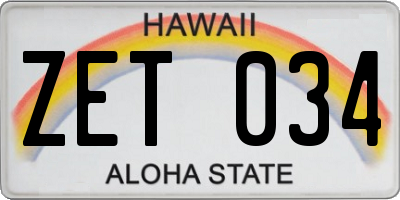 HI license plate ZET034