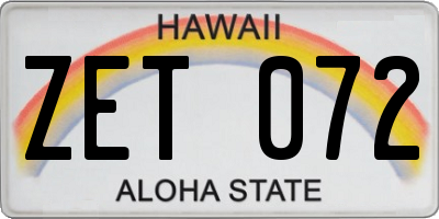 HI license plate ZET072