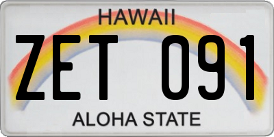 HI license plate ZET091