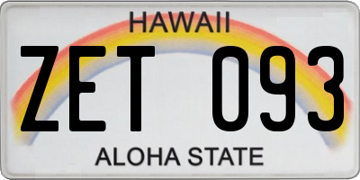 HI license plate ZET093