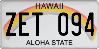 HI license plate ZET094