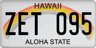 HI license plate ZET095