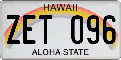 HI license plate ZET096