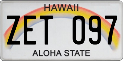 HI license plate ZET097