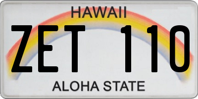 HI license plate ZET110
