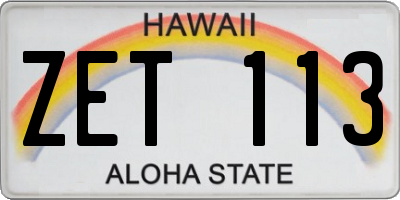 HI license plate ZET113
