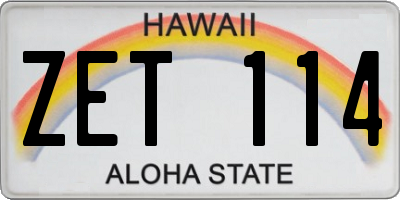 HI license plate ZET114