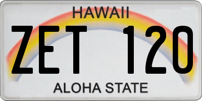 HI license plate ZET120
