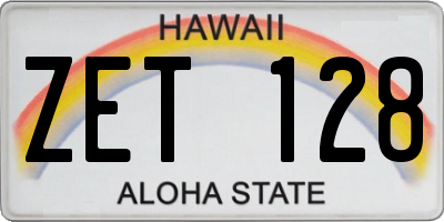 HI license plate ZET128