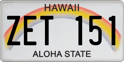 HI license plate ZET151
