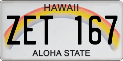 HI license plate ZET167