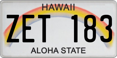 HI license plate ZET183
