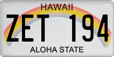 HI license plate ZET194
