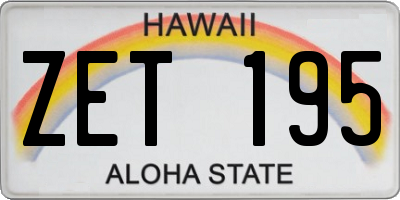 HI license plate ZET195