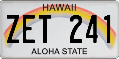 HI license plate ZET241