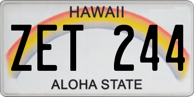 HI license plate ZET244