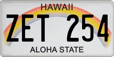 HI license plate ZET254