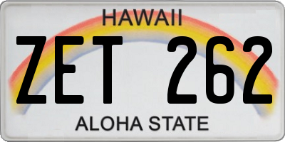 HI license plate ZET262